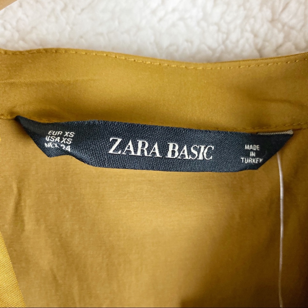 Zara Basic Long Sleeve V-neck Hi-Low Relaxed Tunic Top Blouse Mustard NWT - Picture 5 of 7